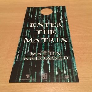Original Promo Door Hanger Enter The Matrix Reloaded Movie Sequel Warner Bros.